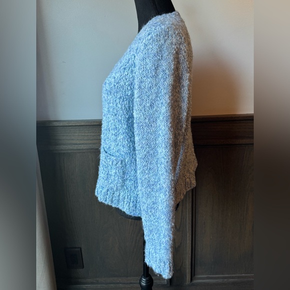 Handmade Blue Textured Knit Cottagecore Grandmacore Sweater 20”Ptp - Picture 3 of 8